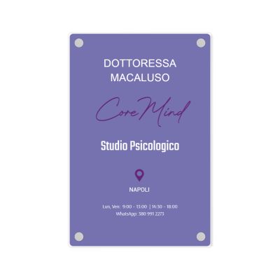 Targa Studio Psicologico Singola Lastra Plexiglass