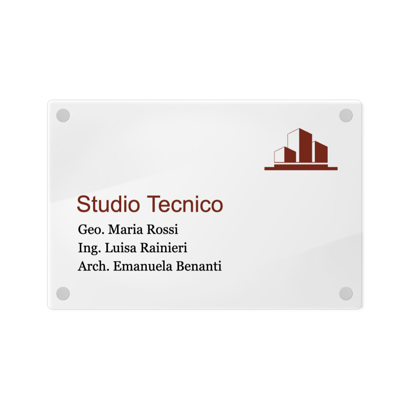 Targa Studio Tecnico Singola Lastra Plexiglass