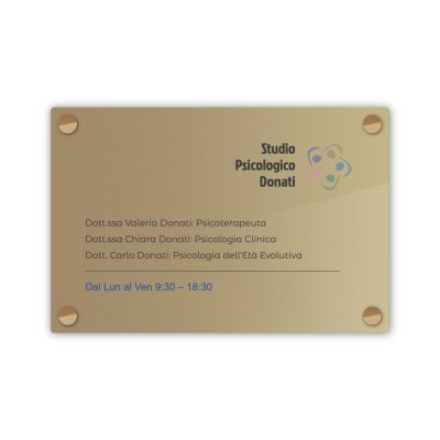 Targa Studio Psicologia in Ottone Orizzontale