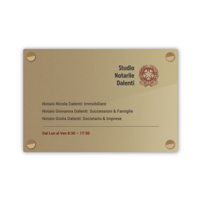 Targa Studio Notaio Singola Lastra Ottone