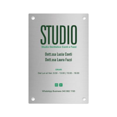 Targa Studio Dentistico Singola Lastra Alluminio