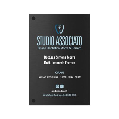 Targa Studio Dentistico Associato Singola Lastra Alluminio