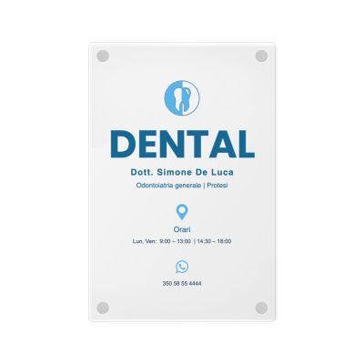 Targa Studio Dentistico Singola Lastra Plexiglass