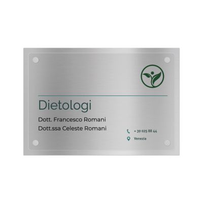 Targa Studio di Dietologia Doppia Lastra Silver spazzolato