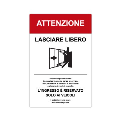 Cartello attenzione cancello automatico
