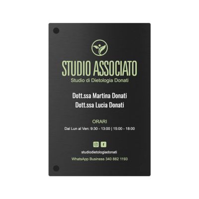 Targa Studio di Dietologia Associato Singola Lastra Alluminio