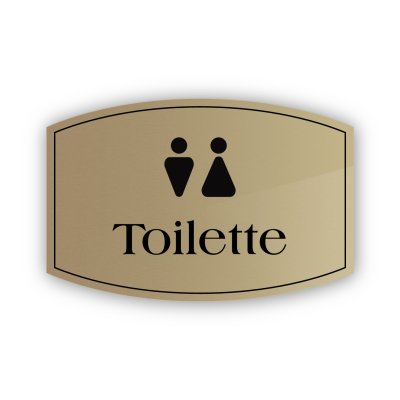 Targhetta in Ottone Satinato Toilette Contemporanea
