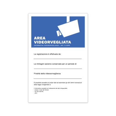 Cartello Videosorveglianza verticale in Alluminio