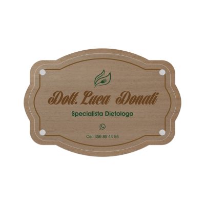 Targa Dietologo Doppia Lastra Wood Modello Vintage