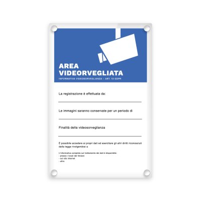 Cartello Videosorveglianza Verticale in Plexiglass