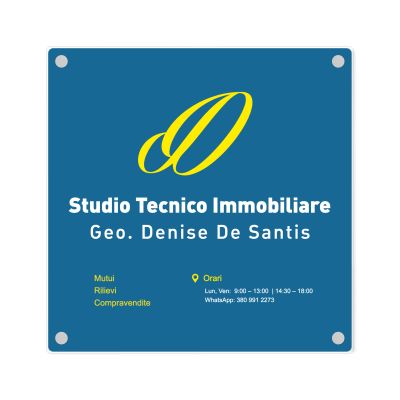 Targa Studio Tecnico Immobiliare Singola Lastra Plexiglass