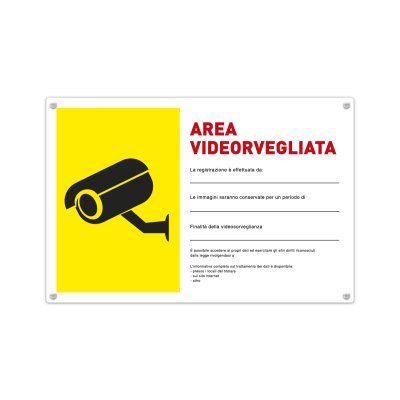 Cartello Videosorveglianza Orizzontale in Alluminio