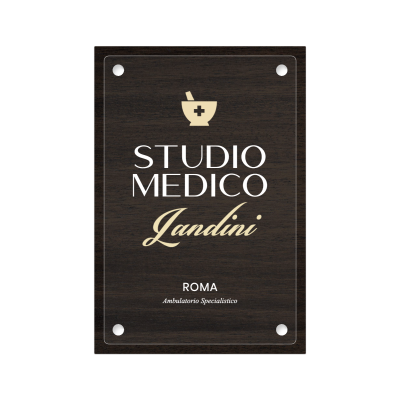 Targa Studio Medico Doppia Lastra Wood