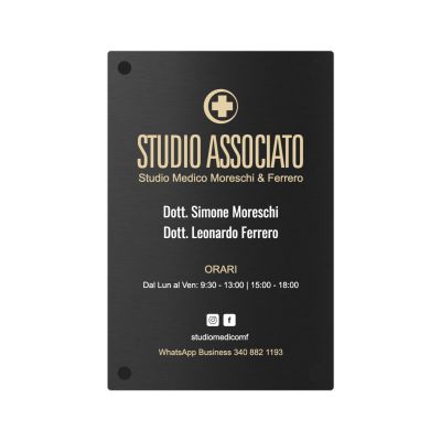 Targa Studio Medico Associato Singola Lastra Alluminio