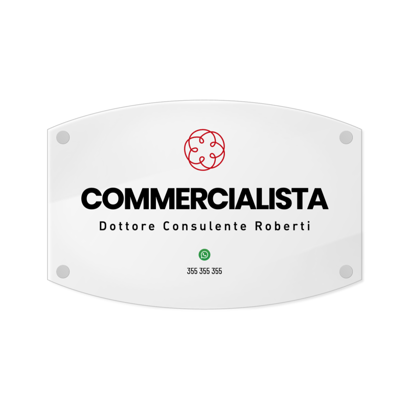 Targa Commercialista Singola Lastra Plexiglass