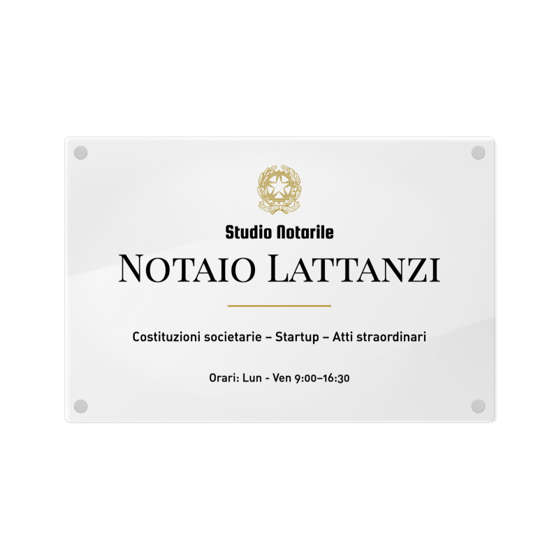 Targa Notaio Singola lastra Plexiglass