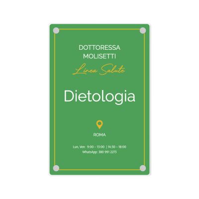 Targa Centro di Dietologia Singola Lastra Plexiglass