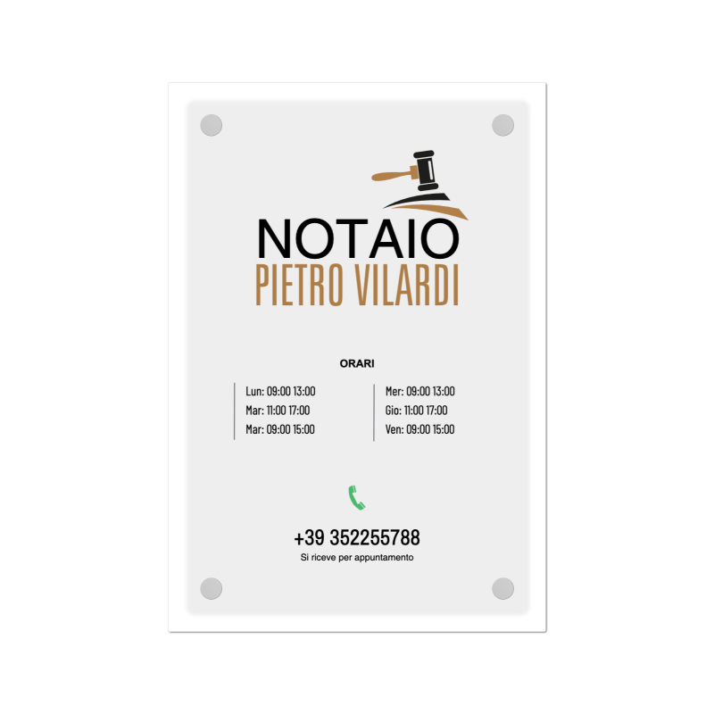 Targa Notaio Doppia Lastra Plexiglass