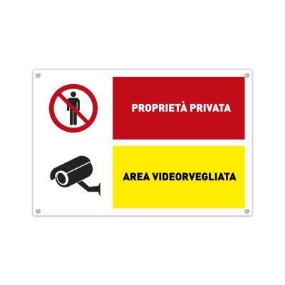 Cartello Videosorveglianza Orizzontale in Alluminio