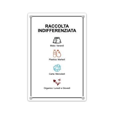 Cartello Raccolta indifferenziata in allumino