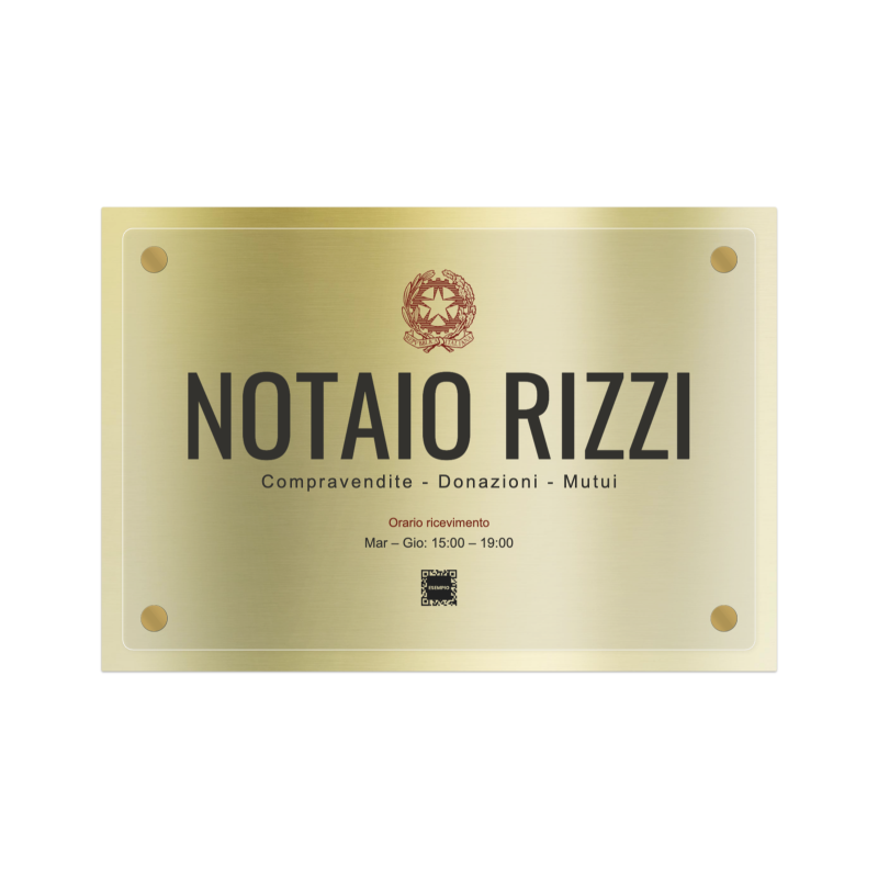 Targa Notaio Doppia Lastra Alluminio