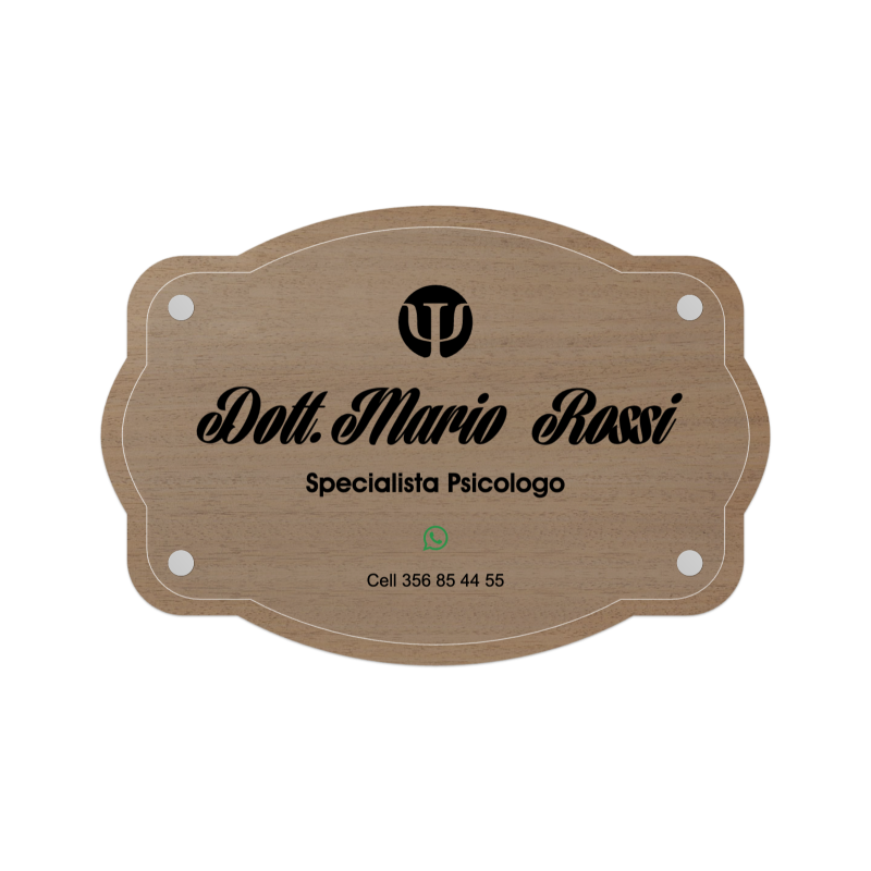 Targa Psicologo Doppia Lastra Wood