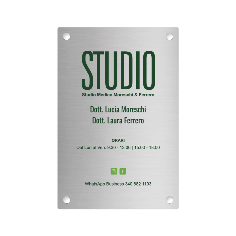 Targa Studio Medico Singola Lastra alluminio