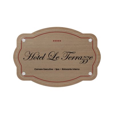Targa Ingresso Hotel Doppia Lastra Wood Vintage