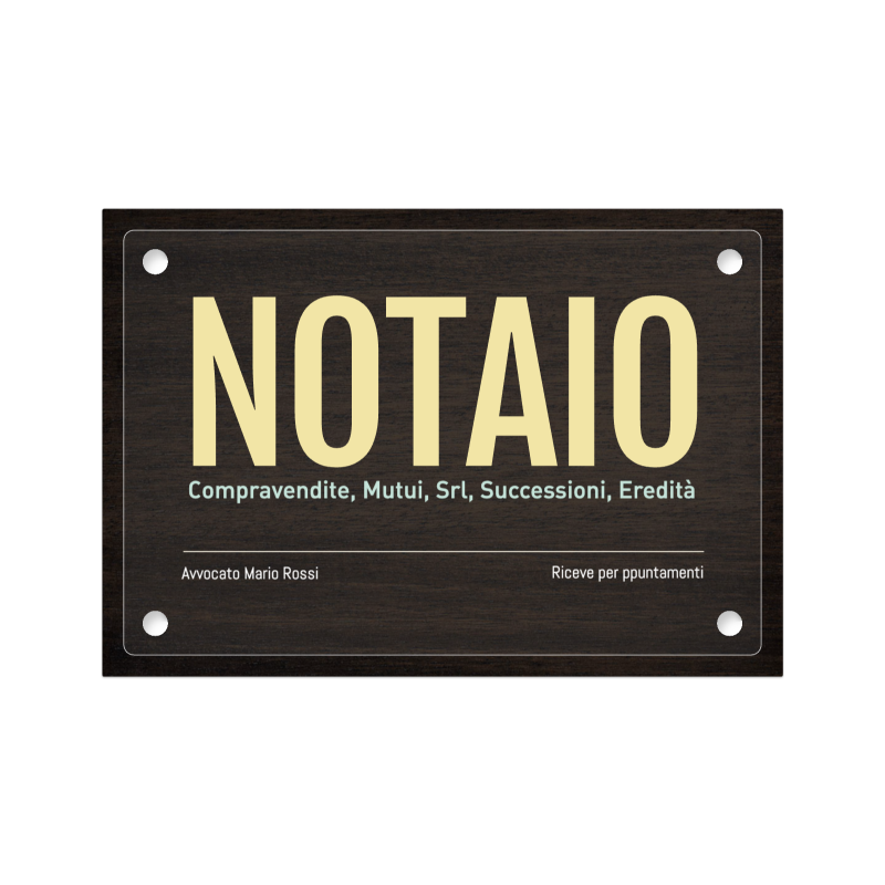 Targa Notaio Doppia Lastra Wood