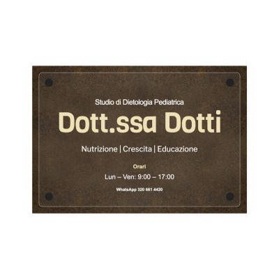 Targa Studio di Dietologia Doppia Lastra Alluminio Corten