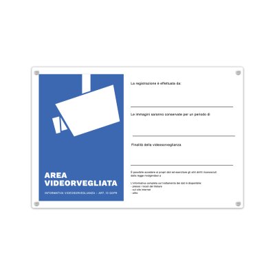 Cartello Videosorveglianza Orizzontale in Alluminio