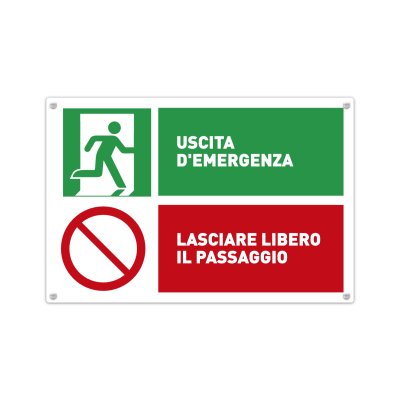 Cartello Uscita di emergenza e passaggio in Alluminio
