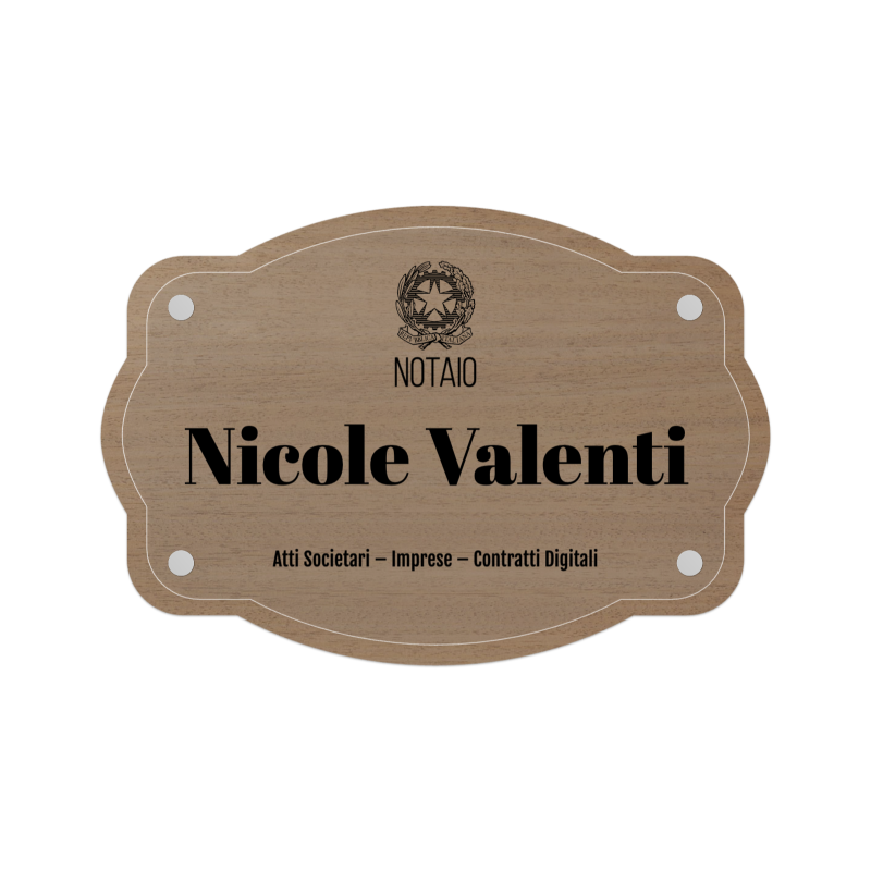 Targa Notaio Doppia Lastra Wood