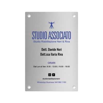 Targa Studio Fisioterapia Associato Singola Lastra Alluminio