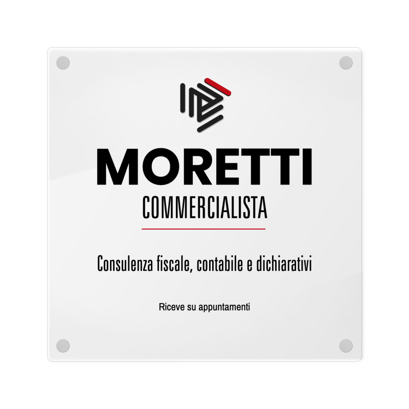 Targa Commercialista Singola Lastra Plexiglass