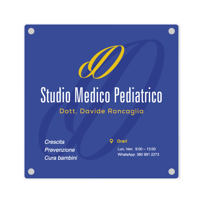 Targa Studio Medico Singola Lastra Plexiglass