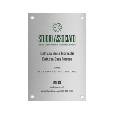 Targa Commercialisti Singola Lastra Alluminio