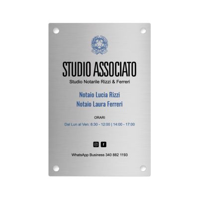 Targa Notaio Singola Lastra Alluminio