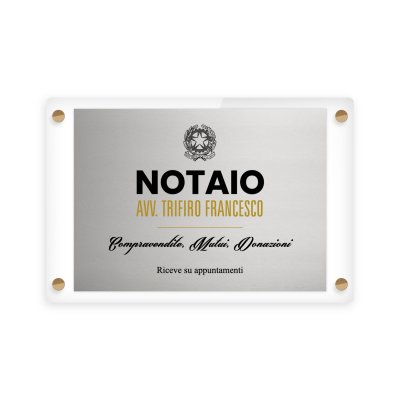 Targa Notaio combo Alluminio Rettangolare