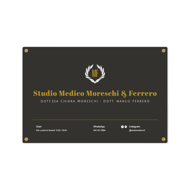 Targa Studio Medico Singola Lastra Plexiglass