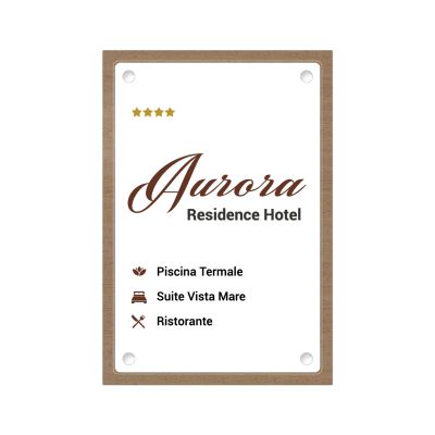 Targa Ingresso Hotel Doppia Lastra Wood