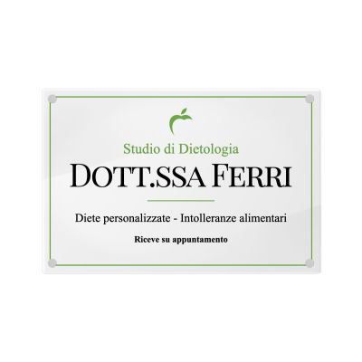Targa Studio di Dietologia Singola Lastra Plexiglass cm 40x26