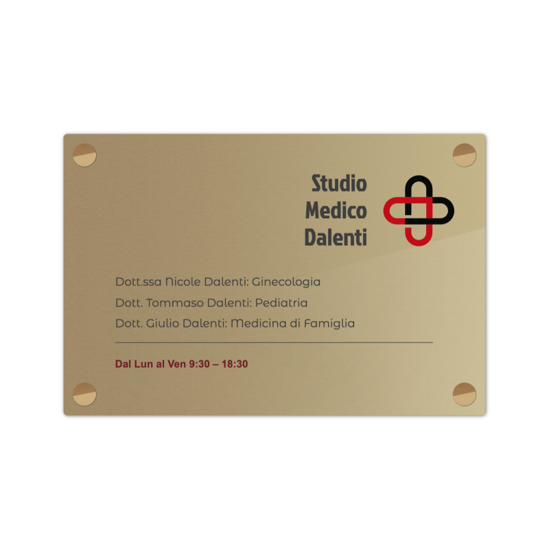Targa Studio Medico Singola Lastra Ottone