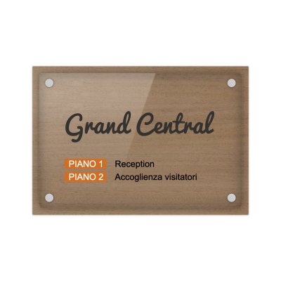 Targa ufficio in legno e plexiglass