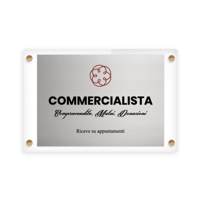 Targa Commercialista combo Alluminio Rettangolare