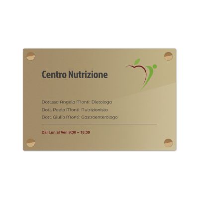 Targa Studio di Dietlogia Singola Lastra Ottone cm 30x20