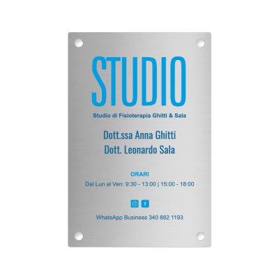 Targa Studio di Fisioterapia Singola Lastra Alluminio
