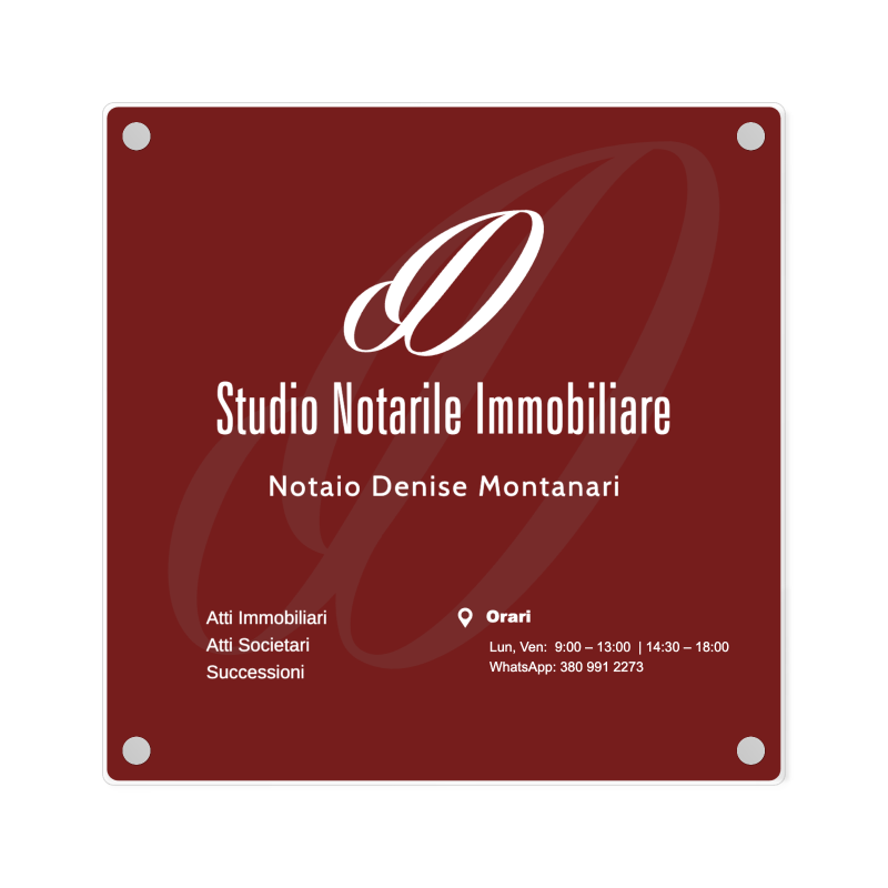 Targa Notaio Singola Lastra Plexiglass