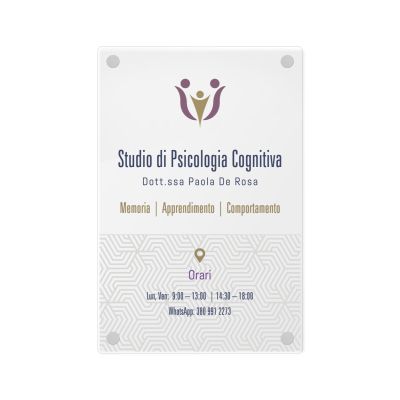 Targa Psicologia Singola Lastra Plexiglass Verticale