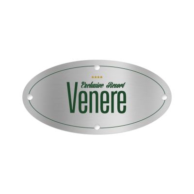 Targa Ingresso Hotel Singola Lastra Alluminio Ovale